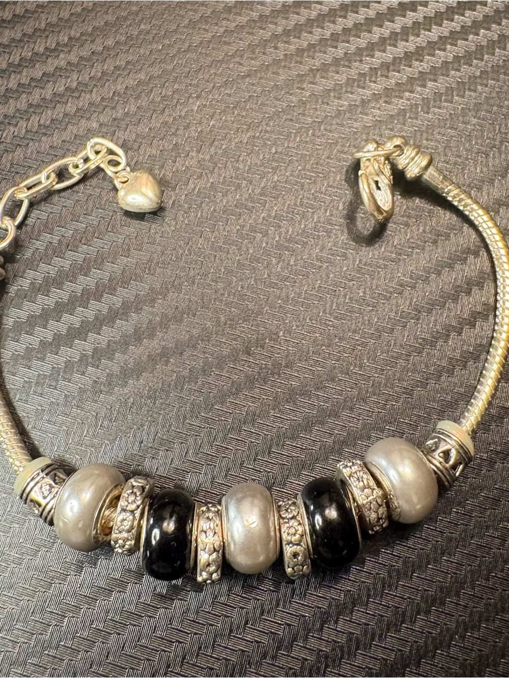 Silver-Tone Charm Style Beaded Bracelet - Picture 4 of 4